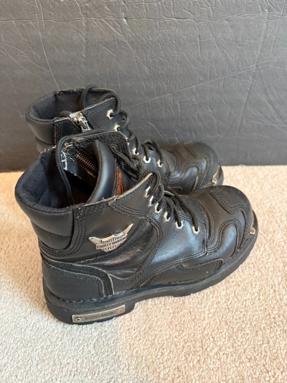 Harley Davidson Men's Motorcycle Boots Size 9 Black Leather Steel toe ASTM F2413